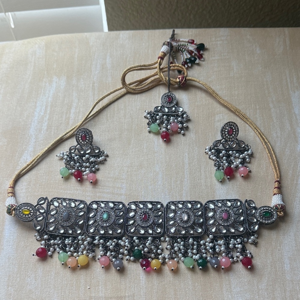 Elegant Silver and Multicolor Jewelry Set
